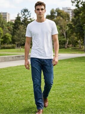 GUC Hugo Boss SZ 36/32 blue straight legged button fly jeans/waist 36”/18” flat